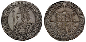 Elizabeth I (1558-1603), silver Halfcrown, seventh issue (1601-02), crowned ornate bust left in ruff, holding orb and sceptre, Latin legend and beaded...