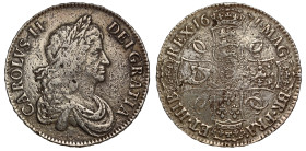 Charles II (1660-85), silver Crown, 1671, third laureate and draped bust right, legend surrounding, CAROLVS. II. DEI. GRATIA, rev. crowned cruciform e...
