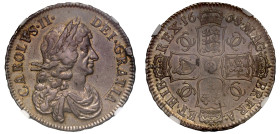 Charles II (1660-1685), silver Halfcrown, 1668/4, 8 of date struck over 4, VICESIMO, third laureate and draped bust right, CARLOVS. II. DEI. GRATIA, r...