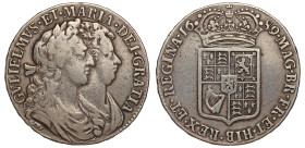 William and Mary (1688-94), silver Halfcrown, 1689, first conjoined busts right, legend surrounding, GVLIELMVS. ET. MARIA. DEI. GRATIA, rev. second cr...