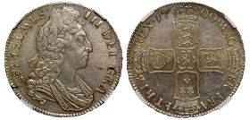 William III (1694-1702), silver Crown, 1700, third laureate bust variety right, legend and toothed border surrounding, GVLIELMVS. III. DEI. GRA., rev....