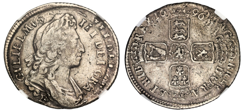 William III (1694-1702), Shilling, 1696 Bristol mint, Mint Error - double struck...