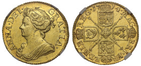Anne (1702-14), Guinea, 1714, Post-Union, third draped bust left, legend surrounding, ANNA.DEI. GRATIA., toothed border around rim both sides, rev. Po...