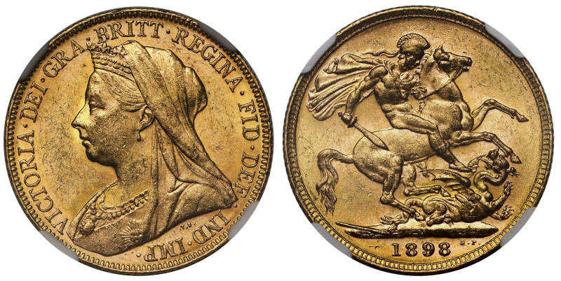 g Victoria (1837-1901), Sovereign, 1898-M, Melbourne Mint, Australia, veiled bus...