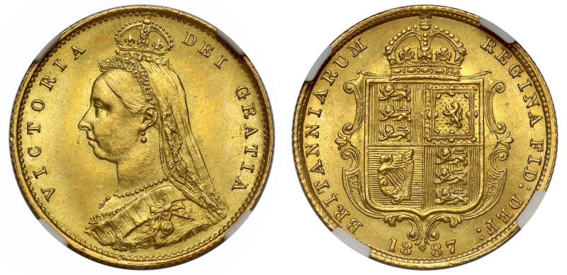 Victoria (1837-1901), Half-Sovereign, 1887, Jubilee bust left, JEB on truncation...