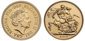 g Elizabeth II (1952-2022), Sovereign, 2016 Struck on the Day, Queens 90th Birthday, crowned head right JC below truncation, ELIZABETH.II.DEI.GRA.REGI...