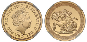 g Elizabeth II (1952-2022), Sovereign, 2017, Struck On The Day, for the 200th Anniversary of the Pistrucci Sovereign, plain edge, crowned head right, ...