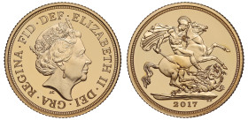 g Elizabeth II (1952-2022), Sovereign, 2017 Struck on the Day, Queens Sapphire Jubilee, crowned head right JC below truncation, ELIZABETH.II.DEI.GRA.R...