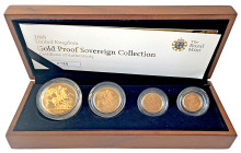 Elizabeth II (1952-2022), gold proof 4-coin Set, 2008, comprising Five Pounds, Two-Pounds, Sovereign, Half-Sovereign, crowned head right, IRB below, E...