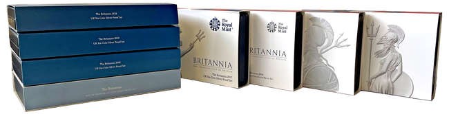 Elizabeth II (1952-2022), Britannia silver proof 4-Coin Collections (3): 2010; 2...