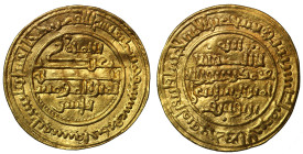 Almoravid, 'Ali b. Yusuf, (AH 500-537 / 1106-1142 AD), gold Dinar, Ishbiliya [Seville], AH 521, Yasir in field, 3.97g, (A 466.1). Extremely fine.
