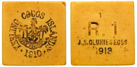 Australia, Keeling & Cocos Islands, plastic ivorine One Rupee, 1913, coat of arms centre with inscription KEELING COCOS ISLANDS around, series issue d...