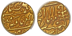 India, Princely States, Jaipur, Queen Victoria (1837-1901) and Madho Singh II (1880-1922), gold Mohur, Sawai Jaipur, year 11, citing Victoria as "Sult...
