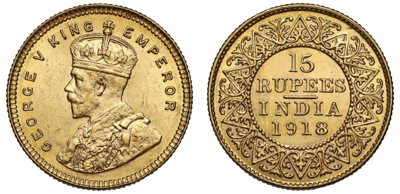 g India, British India, uniform series, George V (1910-36), gold 15 Rupees, 1918...