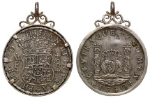 Mexico, Philip V, 1740MF, Eight Reales, crowned shield flanked by MF, rev. crowned globes flanked by crowned pillars with banners (KM.103). In mount, ...