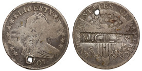 USA, Liberty Half Dollar, 1807, countermarked “M. Giles”, c.1830s, Liberty right cape bust, rev. Eagle with shield, countermark across coin (Brunk -; ...