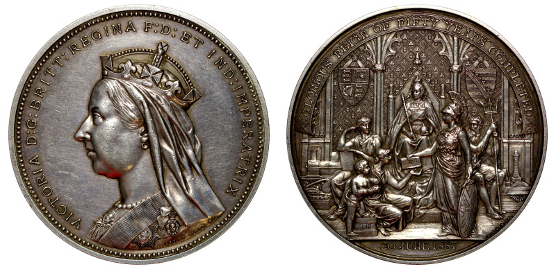 The Golden Jubilee of Queen Victoria, 1887, silver medal by Allan Wyon (1843-190...