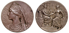 France / Russia, Franco-Russian Friendship, small silver medal [1896], by Adolphe Rivet (1855-1925), female head, Mother Russia, left, wearing tiara a...