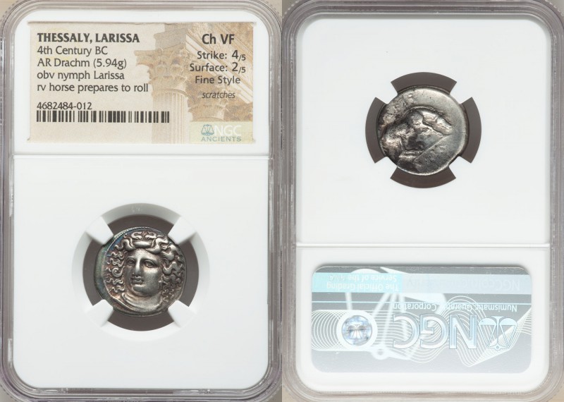 THESSALY. Larissa. Ca. 4th century BC. AR drachm (20mm, 5.94 gm, 5h). NGC Choice...