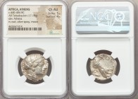 ATTICA. Athens. Ca. 440-404 BC. AR tetradrachm (24mm, 17.18 gm, 10h). NGC Choice AU 5/5 - 4/5. Mid-mass coinage issue. Head of Athena right, wearing c...