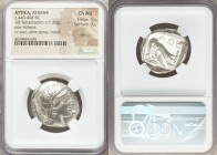 ATTICA. Athens. Ca. 440-404 BC. AR tetradrachm (27mm, 17.20 gm, 4h). NGC Choice AU 5/5 - 3/5, test cut. Mid-mass coinage issue. Head of Athena right, ...