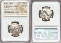 ATTICA. Athens. Ca. 440-404 BC. AR tetradrachm (24mm, 17.20 gm, 4h). NGC AU 5/5 - 5/5. Mid-mass coinage issue. Head of Athena right, wearing crested A...