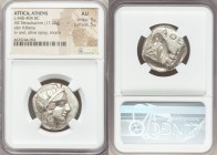 ATTICA. Athens. Ca. 440-404 BC. AR tetradrachm (25mm, 17.20 gm, 4h). NGC AU 5/5 - 5/5. Mid-mass coinage issue. Head of Athena right, wearing crested A...