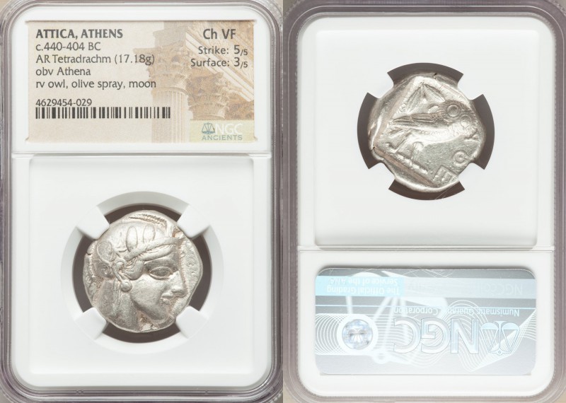 ATTICA. Athens. Ca. 440-404 BC. AR tetradrachm (24mm, 17.18 gm, 8h). NGC Choice ...