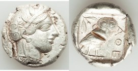 ATTICA. Athens. Ca. 440-404 BC. AR tetradrachm (25mm, 17.18 gm, 10h). XF, test cut. Mid-mass coinage issue. Head of Athena right, wearing crested Atti...