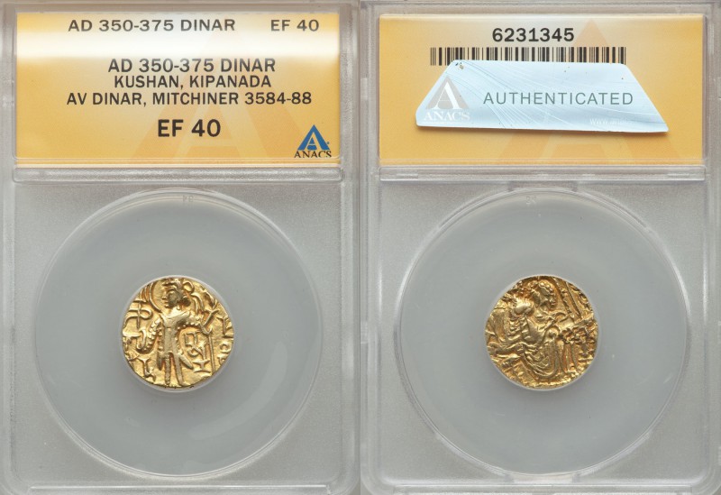 KUSHAN. Kipanada (ca. 350-375). AV dinar (19mm, 11h). ANACS EF 40. Nimbate and c...
