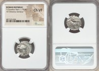 Ti. Claudius Ti.f. Ap.n. Nero (79 BC). AR serrate denarius (18mm, 7h). NGC Choice VF. Rome. Diademed, draped bust of Diana right, bow and quiver over ...