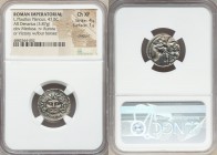 L. Plautius Plancus (47 BC). AR denarius (19mm, 3.87 gm, 6h). NGC Choice XF 4/5 - 1/5, plugged. Head of Medusa facing, coiled snake on either side, L ...