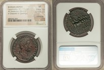 Commodus (AD 177-192). AE sestertius (30mm, 28.49 gm, 5h). NGC VF 4/5 - 2/5, smoothing. Rome, AD 186. M COMMODVS ANT P FELIX AVG BRIT, laureate head r...