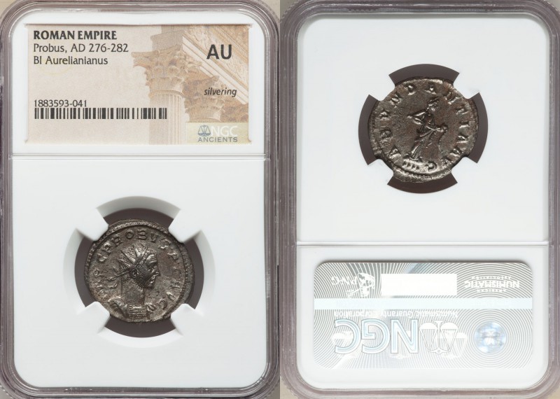 Probus (AD 276-282). BI antoninianus (23mm, 7h). NGC AU, Silvering. Lugdunum (Ly...
