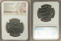 Anonymous. Class D. Time of Constantine IX (ca. AD 1042-1060). AE follis (31mm, 11.17 gm, 5h). NGC AU 4/5 - 4/5. Constantinople. Christ seated facing ...