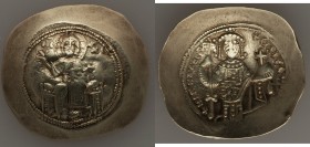Nicephorus III Botaniates (AD 1078-1081). EL histamenon nomisma scyphate (30mm, 4.19 gm, 6h). Choice VF. Constantinople. Christ seated facing on backl...