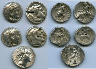 ANCIENT LOTS. Greek. Macedonian and Seleucid Kingdoms. Ca. 336-187 BC. Lot of five (5) AR tetradrachms. VG-Fine, test cuts. Includes: (4) Macedonian K...