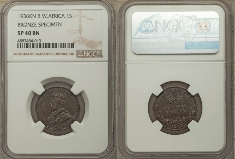 British Colony. George V bronze Specimen Pattern Shilling 1936-KN SP40 Brown NGC...