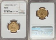 Republic gold 5 Pesos 1868-So AU55 NGC, Santiago mint, KM144, Fr-46. Mintage: 4,065. Scarce date.

HID09801242017