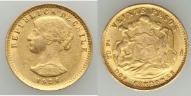 Republic gold 20 Pesos 1926-So AU (surface hairlines), Santiago mint, KM168. 19mm. 4.08gm. AGW 0.1177 oz.

HID09801242017