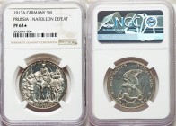 Prussia. Wilhelm II "Napoleon's Defeat" Proof 3 Mark 1913-A PR62 S NGC, Berlin mint, KM534. 

HID09801242017