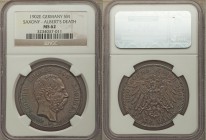 Saxony. Georg 5 Mark 1902-E MS62 NGC, Muldenhutten mint, KM1256, J-128. Commemorating the Death of Albert. Deep gun-metal blue toning. 

HID0980124201...