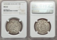 Leopold I 15 Krajczar 1675/4-KB MS62 NGC, Kremnitz mint, KM175. Lightly toned over lustrous surfaces, quite scarce condition for type and worthy of a ...