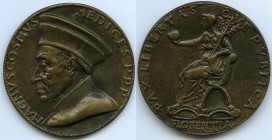 Florence. Cosimo de' Medici (1389-1464) cast bronze "Pater Patriae" Medal ND (after 1465) AU, Kress-245. 70mm. 100.98gm. 

HID09801242017