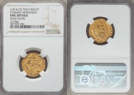 Venice. Tomaso Mocenigo (1414-1423) gold Ducat ND UNC Details (Edge Filing) NGC, Fr-1231. 3.45gm. TOM' • MOCЄNIGO | • S • M • VЄNЄTI, St. Mark standin...