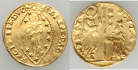 Venice. Ludovico Manin (1789-1797) gold Zecchino ND VF, KM755, Fr-1445. 20mm. 3.58gm. S·M·VENET DVX LVDOV·MANIN, St. Mark standing right, blessing Dog...