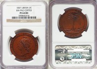 Republic Proof 2 Cents 1847 PR64 Brown NGC, Slabbed as KM-Pn2. Lovely mahogany bronze proof coin, mislabeled as a pattern on the holder. Rather than K...