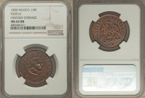 Tuxtla copper Fantasy 1/4 Real 1838 MS63 Red and Brown NGC, KMX-NC10. A crackling bright red, with a minor die crack visible in the obverse legends. A...