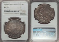 Republic 8 Reales 1830/20 Mo-JM AU55 NGC, Mexico City mint, KM377.10, DP-Mo09. A very rare overdate type. With alluring pale sepia luster throughout a...