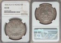 Republic 8 Reales 1834/3 Ga-FS AU58 NGC, Guadalajara mint, KM377.6, DP-Ga12. Intrinsically scarce and even more so in such a well preserved condition....